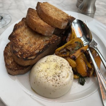 RH Rooftop Restaurant at RH Oak Brook - Burrata with roasted peppers and charred sourdough - Breakfast & Brunch Near Me - Oak Brook, Illinois RH Rooftop Restaurant at RH Oak Brook - Burrata with roasted peppers and charred sourdough - Breakfast & Brunch Near Me - Oak Brook, Illinois
