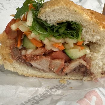 Yummee Sandwiches - Inside Grilled Chicken banh mi with added pâté - Sandwiches Near Me - Campbell, California
