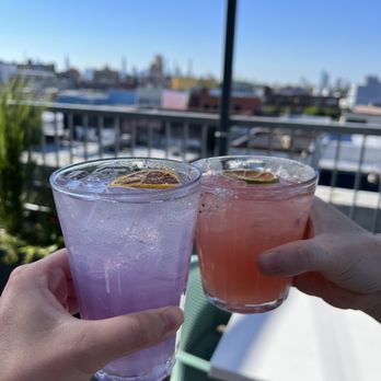 Lohi Roof Top Bar - delicious cocktails off the happy hour menu! those colors - Cocktail Bars Near Me - Brooklyn, New York