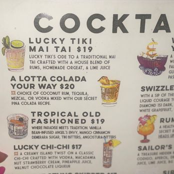 The Lucky Tiki - Cocktail menu. - Speakeasies Near Me - Los Angeles, California The Lucky Tiki - Cocktail menu. - Speakeasies Near Me - Los Angeles, California