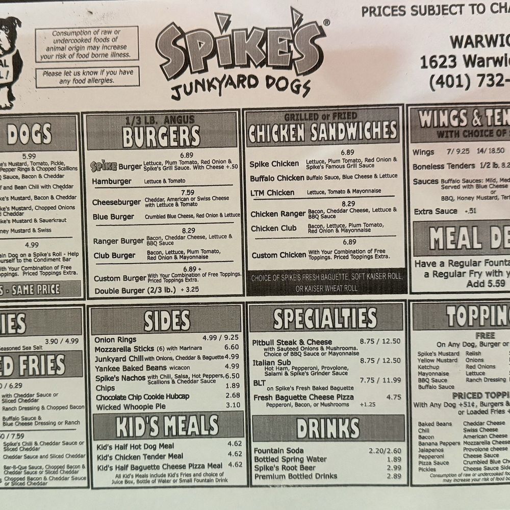 Spike's Junkyard Dogs - Warwick - Menu - Hot Dogs Near Me - Warwick, Rhode Island Spike's Junkyard Dogs - Warwick - Menu - Hot Dogs Near Me - Warwick, Rhode Island