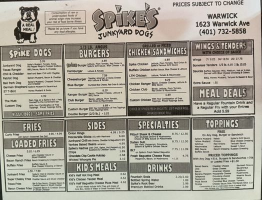 Menu photo 1 Spike's Junkyard Dogs - Warwick Warwick, RI Menu photo 1 Spike's Junkyard Dogs - Warwick Warwick, RI