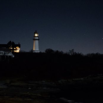 Cape Elizabeth Lighthouse - Cape Elizabeth lighthouse at night  Instagram: @ericaclaw - Landmarks & Historical Buildings Near Me - Cape Elizabeth, Maine