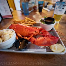 lobster dinner with salad, fries, mac n cheese lobster dinner with salad, fries, mac n cheese