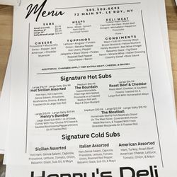 Henry's Deli - Menu as of 2.8.25
