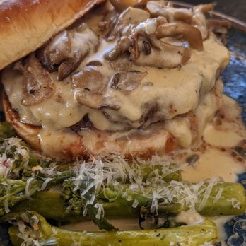 Eureka! - Truffle mushroom burger with brocollini - American Near Me - Cupertino, California