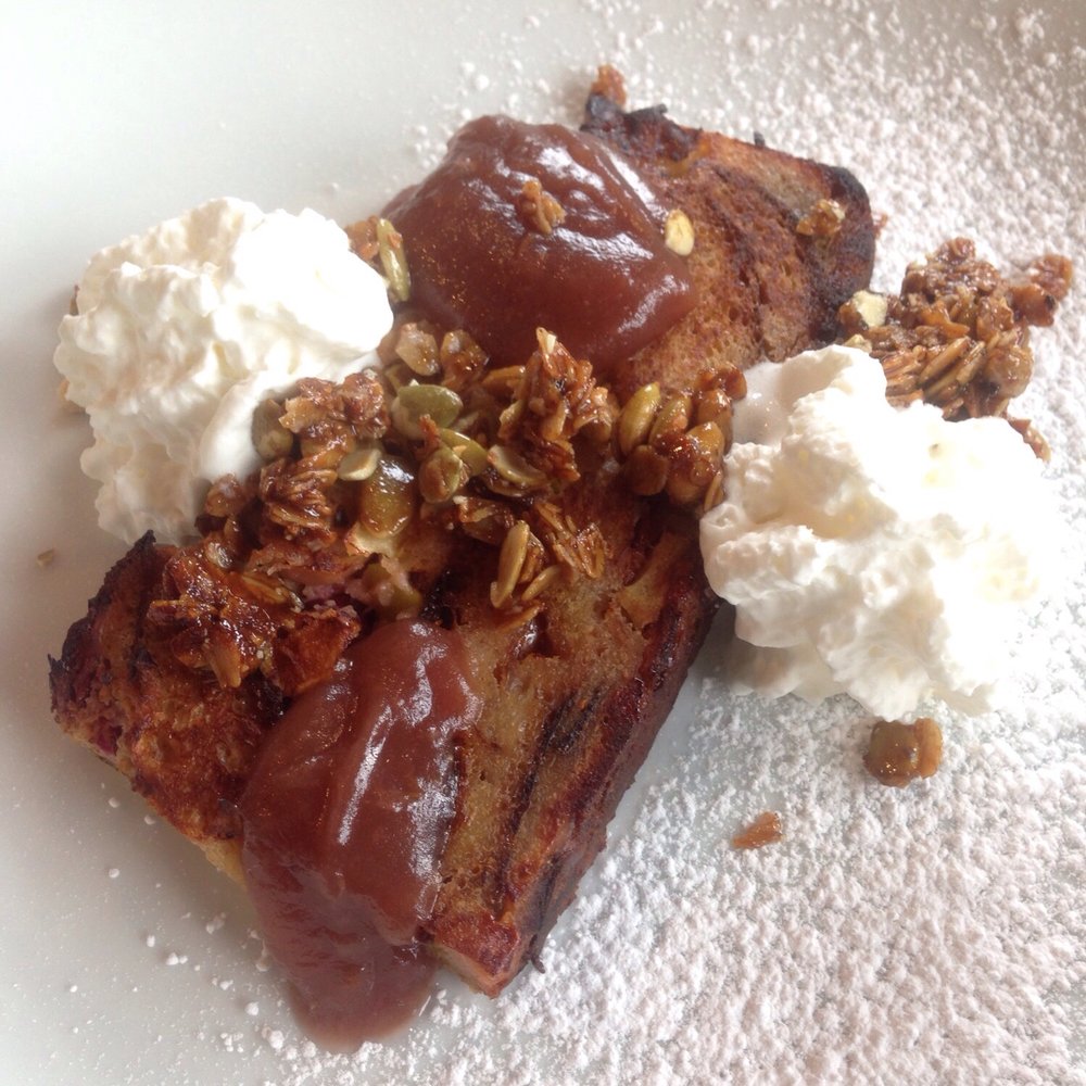 Breakaway Cafe - "Overnight French toast" - like a moist apple.l bread - French toast style w pumpkin seed candied granola & whip cream - Coffee & Tea Near Me - Chapel Hill, North Carolina Breakaway Cafe - "Overnight French toast" - like a moist apple.l bread - French toast style w pumpkin seed candied granola & whip cream - Coffee & Tea Near Me - Chapel Hill, North Carolina