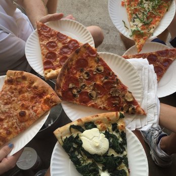 Home Slice Pizza - White spinach, pepperoni, margarita, and cheese pizza - Pizza Near Me - Austin, Texas