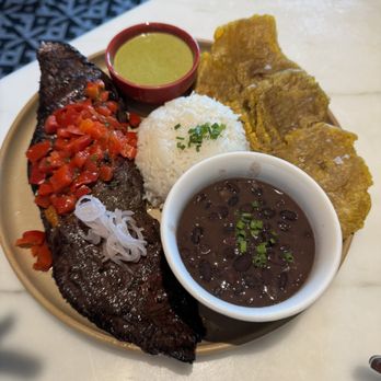 Otto’s High Dive - Steak with tostones and rice and beans - Cocktail Bars Near Me - Orlando, Florida