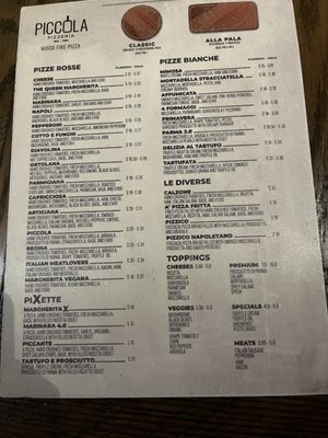Menu photo 1 Piccola Pizzeria Coral Gables, FL