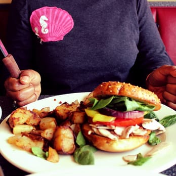 Thumbs Up Diner - my friend, that I usually go with, gets the grilled veggie bagel with her spuds extra crispy. - Breakfast & Brunch Near Me - Atlanta, Georgia Thumbs Up Diner - my friend, that I usually go with, gets the grilled veggie bagel with her spuds extra crispy. - Breakfast & Brunch Near Me - Atlanta, Georgia