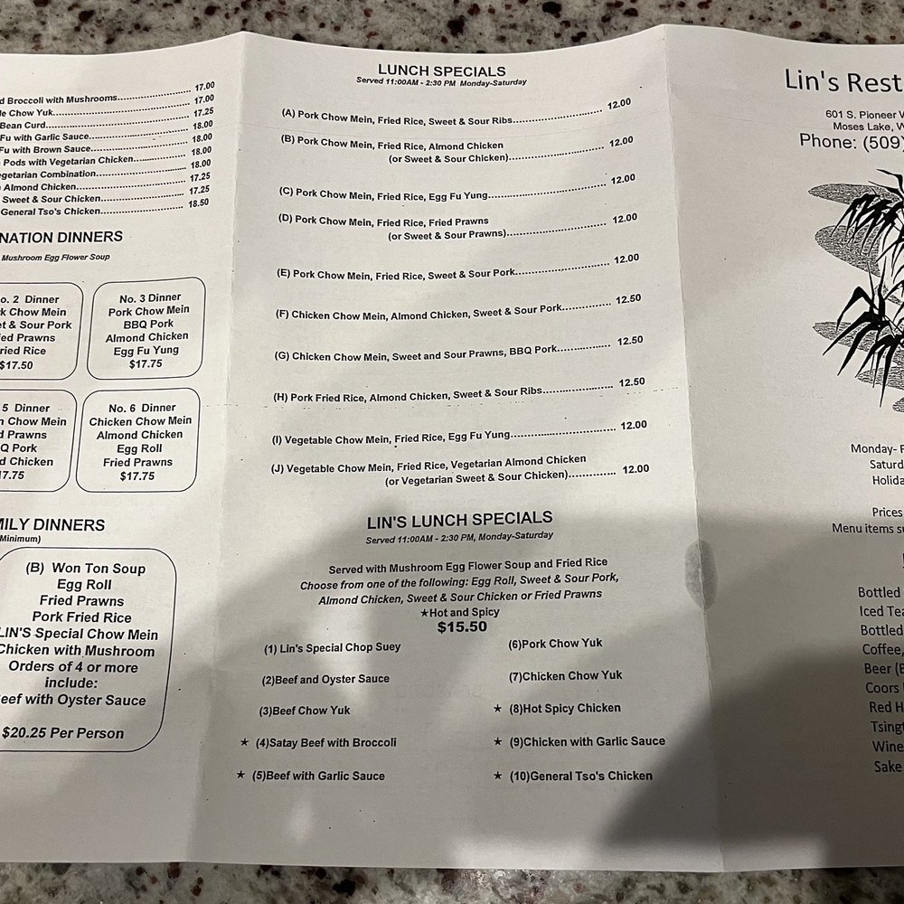 Lins Restaurant - Menu - Chinese Near Me - Moses Lake, Washington Lins Restaurant - Menu - Chinese Near Me - Moses Lake, Washington