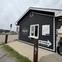 Blacksmith Coffee Drive Thru - Exterior view as you approach the drive-thru