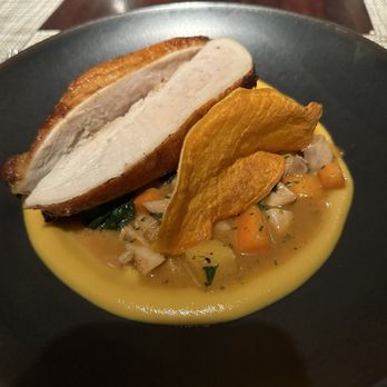 Bludorn - Chicken with rutabaga, black truffle, sweet potato (5 stars) - New American Near Me - Houston, Texas Bludorn - Chicken with rutabaga, black truffle, sweet potato (5 stars) - New American Near Me - Houston, Texas
