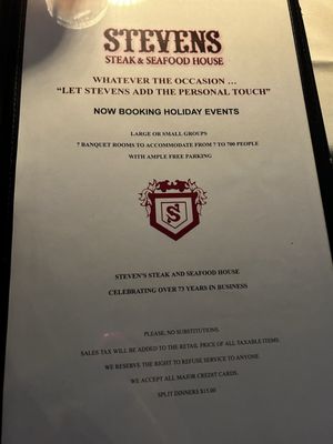 Menu photo 8 Stevens Steak & Seafood House Commerce, CA