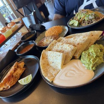 Tacos & Tequila - Shrimp taco / side of rice and beans / Carne Asada tacos / Pollo Quesadilla with crema and guacamole - Mexican Near Me - Menifee, California Tacos & Tequila - Shrimp taco / side of rice and beans / Carne Asada tacos / Pollo Quesadilla with crema and guacamole - Mexican Near Me - Menifee, California