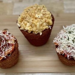 The Crispy Chicken Cup - Penne Bolognese , Mac and Cheese, and Chicken Parm