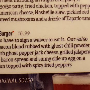 Slater's 50/50 - 50 Alarm Burger in words. - Burgers Near Me - Denver, Colorado Slater's 50/50 - 50 Alarm Burger in words. - Burgers Near Me - Denver, Colorado