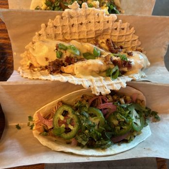 Velvet Taco - Chicken and waffle, Rotisserie chicken,Korean Fried rice tacos - New American Near Me - San Antonio, Texas Velvet Taco - Chicken and waffle, Rotisserie chicken,Korean Fried rice tacos - New American Near Me - San Antonio, Texas