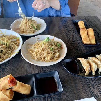 Happy Eats - Veg chow mein, spring rolls, potstickers - Asian Fusion Near Me - Hanford, California Happy Eats - Veg chow mein, spring rolls, potstickers - Asian Fusion Near Me - Hanford, California