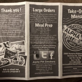 Alpha Pitt Smokers - Back of menu - Barbeque Near Me - Yorktown, Virginia Alpha Pitt Smokers - Back of menu - Barbeque Near Me - Yorktown, Virginia