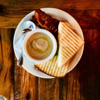 Brick & Tin - Grilled cheese and mushroom soup, added side of bacon - Salad Near Me - Birmingham, Alabama Brick & Tin - Grilled cheese and mushroom soup, added side of bacon - Salad Near Me - Birmingham, Alabama