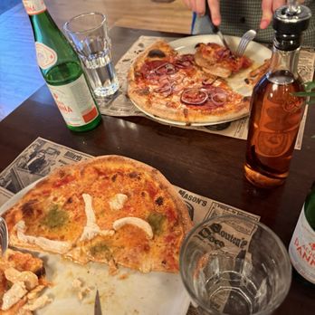 La Fenice - Diavolo above and the Siciliana below. Perfect crust. Warm. Delicious. (Also featured is the house chili sauce on the right) - Italian Near Me - Luzern, LU