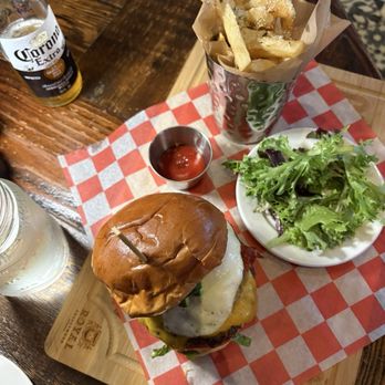 The Tavern - The hangover burger + avocado and truffle fries + coronas - Breakfast & Brunch Near Me - Miami Beach, Florida The Tavern - The hangover burger + avocado and truffle fries + coronas - Breakfast & Brunch Near Me - Miami Beach, Florida