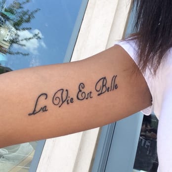 Death Or Glory - La vie est belle-life is beautiful on the inner bicep - Tattoo Near Me - Dallas, Texas