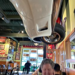 Quaker Steak & Lube - Real Corvette decoration hanging from ceiling