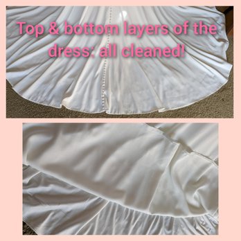 Helen's Place - Bottom of dress AFTER cleaning: all stains removed; look like new! Before: Stains were in all areas on the bottom. - Sewing & Alterations Near Me - San Francisco, California Helen's Place - Bottom of dress AFTER cleaning: all stains removed; look like new! Before: Stains were in all areas on the bottom. - Sewing & Alterations Near Me - San Francisco, California