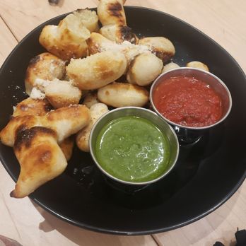 How Ya Dough'n Pizza - Dough Boys with a side of pesto and red sauce - Pizza Near Me - Boynton Beach, Florida How Ya Dough'n Pizza - Dough Boys with a side of pesto and red sauce - Pizza Near Me - Boynton Beach, Florida