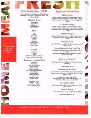 Menu photo 6 Observatory Hill Deli Pittsburgh, PA Menu photo 6 Observatory Hill Deli Pittsburgh, PA