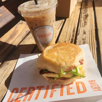 Certified Kitchen + Bakery - Iced Latte and Breakfast Sandwich with Bacon (not sure of the exact name) - Breakfast & Brunch Near Me - Boise, Idaho