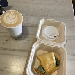 Pistachio lavender latte and spinach ricotta pastry