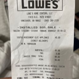 My receipt to have the spot measured for the microwave. (INSTALLED SOS SALE.) My receipt to have the spot measured for the microwave. (INSTALLED SOS SALE.)