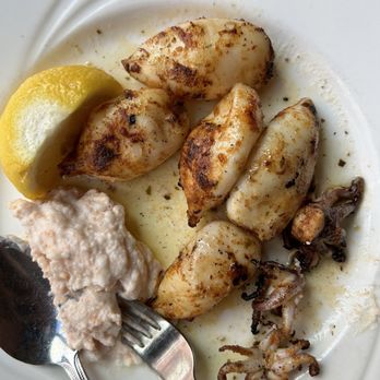 The Greek Kitchen - Grilled Calamari (Kalamarakia) with fish roe. - Greek Near Me - New York, New York The Greek Kitchen - Grilled Calamari (Kalamarakia) with fish roe. - Greek Near Me - New York, New York