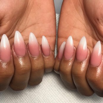 Glitter Nails and Spa - Ombre pink & white stilettos - Nail Salons Near Me - Phoenix, Arizona