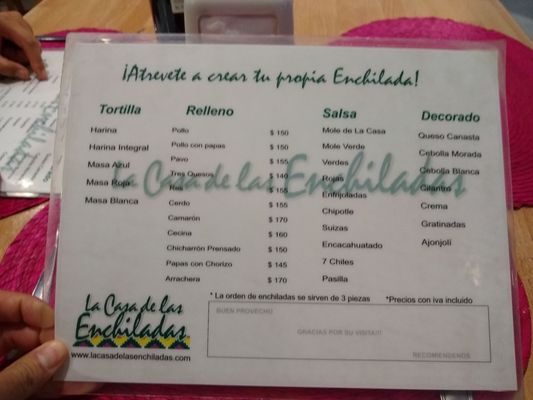 Menu photo 2 La Casa de las Enchiladas México, D.F., DIF Menu photo 2 La Casa de las Enchiladas México, D.F., DIF