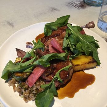 The Farmer's Apprentice - Duck confit with beets, farro, fig, abs arugula. - French Near Me - Vancouver, British Columbia