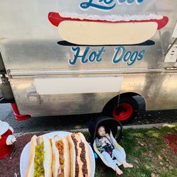 Lou's Hot Dogs - Relish & mustard with a dog on the left with my "usual" order on the right