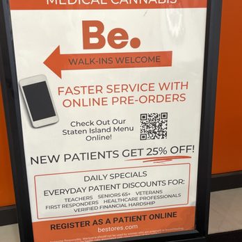 Be. - Staten Island - Very quick service for online and phone pre orders. Was super efficient - Cannabis Clinics Near Me - Staten Island, New York Be. - Staten Island - Very quick service for online and phone pre orders. Was super efficient - Cannabis Clinics Near Me - Staten Island, New York