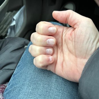 Bar Nails - Some nails she used the rotary file on so long, it burnt me and went almost through my nail!! - Nail Salons Near Me - Bourbonnais, Illinois