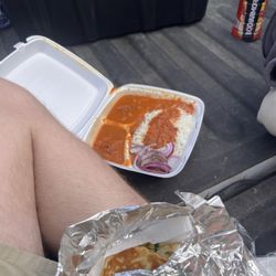 Mission Mart - Butter chicken with rice, side salad, and naan