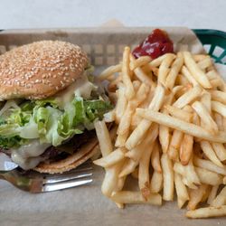 Treehouse - Green chili burger and fries