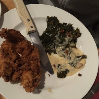 Memphis Cafe - Fried chicken and collar greens (mashed potatoes not pictured) - Southern Near Me - Costa Mesa, California