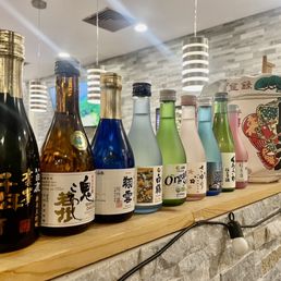 Display of sake bottles Display of sake bottles