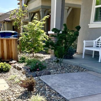 New Look Landscape - New concrete, pony wall, rock and plants - Landscaping Near Me - Farifield, California New Look Landscape - New concrete, pony wall, rock and plants - Landscaping Near Me - Farifield, California