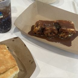 Fried Chicken Biscuit, bread Toffee Biscuit Pudding, and N'awlins Shrimp & Grits. Delicious! Fried Chicken Biscuit, bread Toffee Biscuit Pudding, and N'awlins Shrimp & Grits. Delicious!