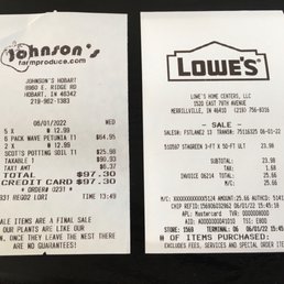 Example of a proper Credit Card Receipt (Lowe's)